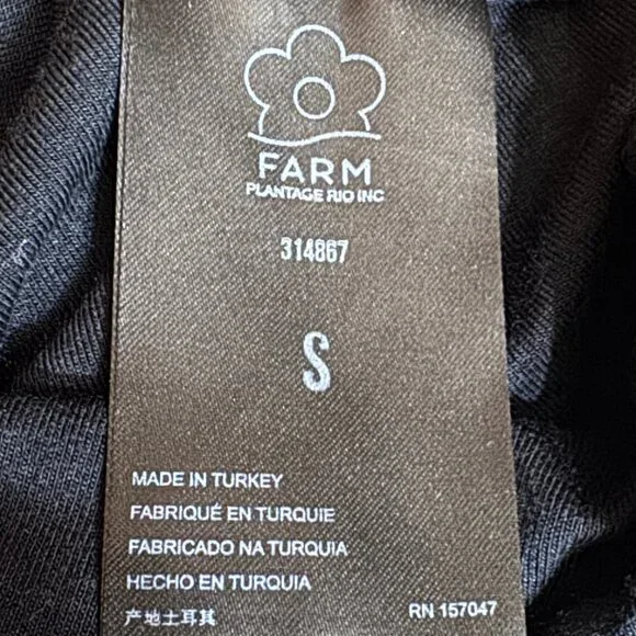 Farm Rio Black Stitched Flowers Lenzing™ Ecovero™ Viscose Midi Dress Size Small - Picture 9 of 16